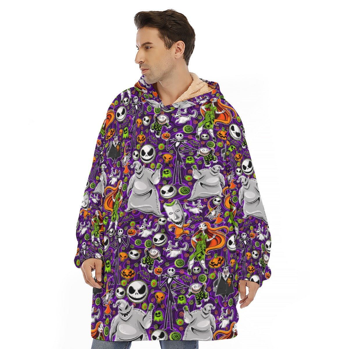 Nightmare purple Sherpa Fleece huggable hoodie