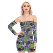 Beetlejuice Patchwork off shoulder Back Lace-up Dress