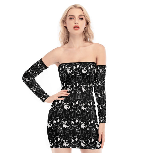 NBC B&W Off-shoulder Back Lace-up Dress