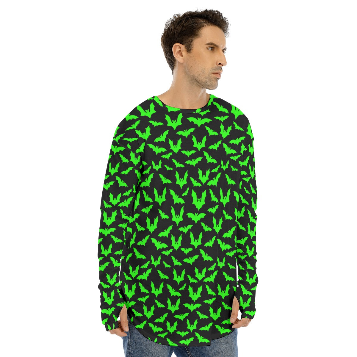 Green Bats Fingerless Long Sleeve T-shirt