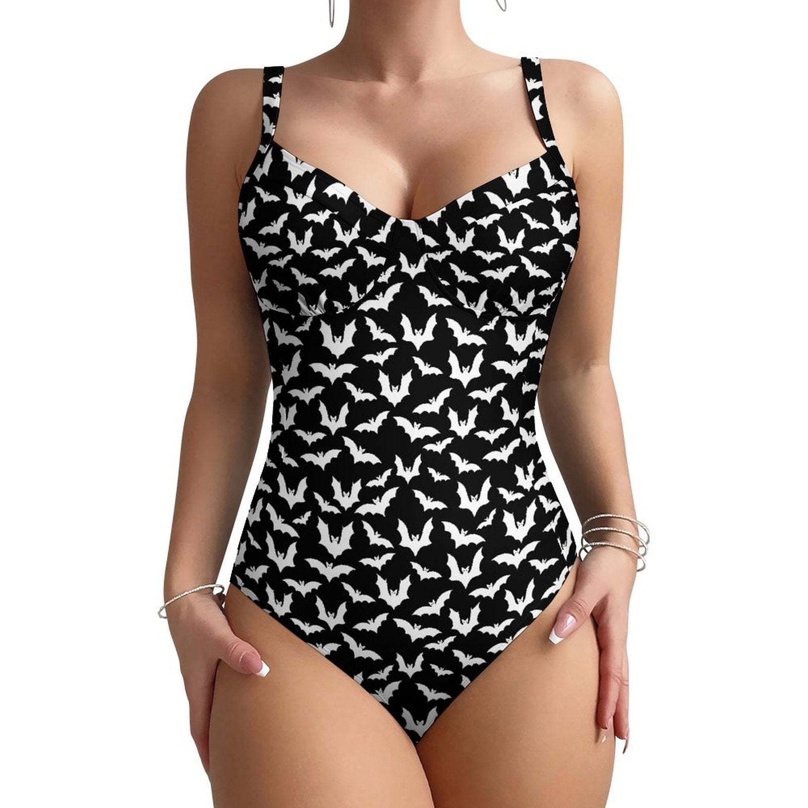 Customizable Full Print One-Piece Swimsuit Push-Up Adjustable Strap Swimwear