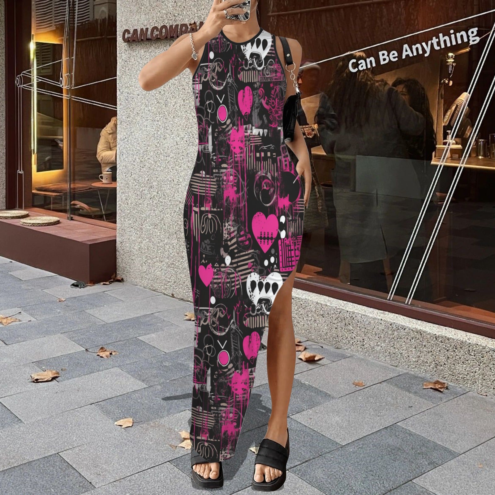 Emo Grunge Heart hallow back maxi