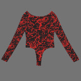 Blood splatter  long sleeve backless bodysuit