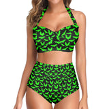 neon Green Bats Support Bikini