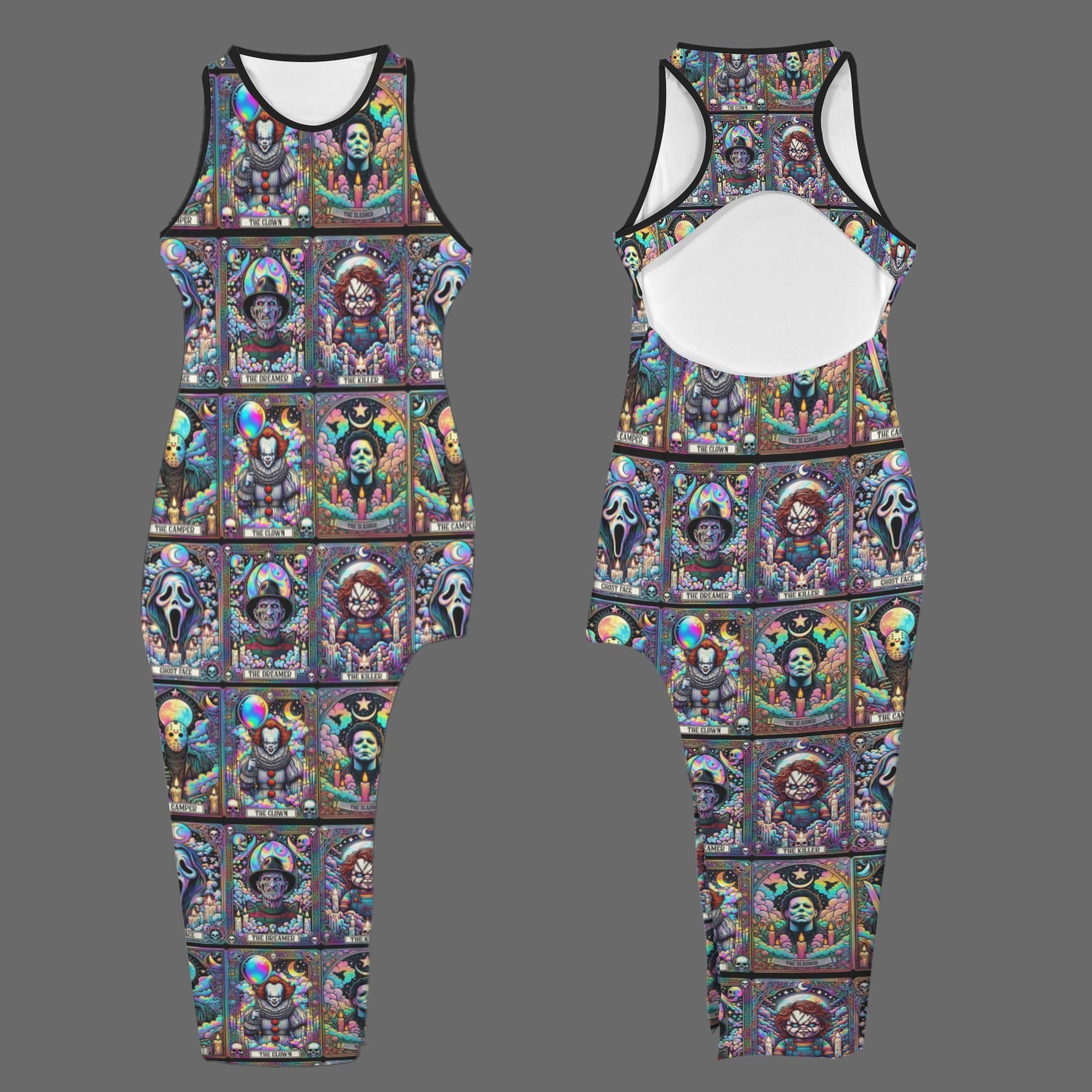 horror tarrot hallow backless maxi