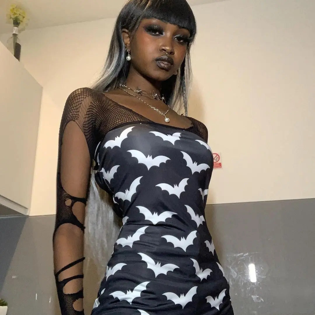Bat Back Lace-up Dress spookydoll