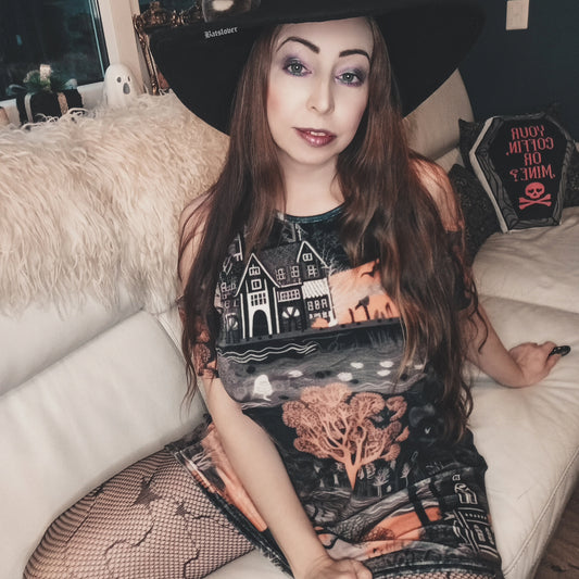 Haunted Halloween Cutout shoulder dress