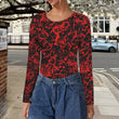 Blood splatter  long sleeve backless bodysuit