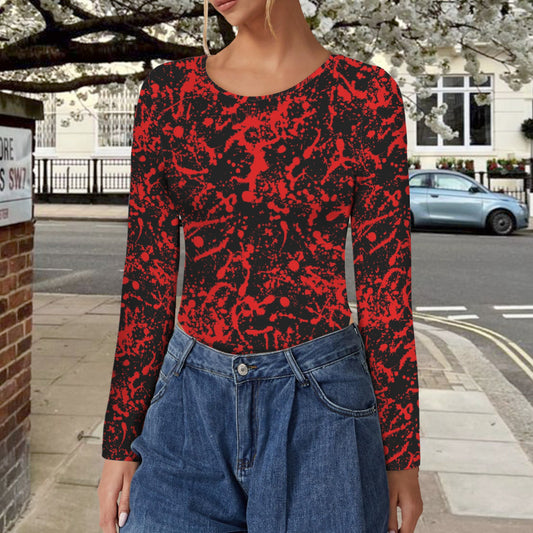 Blood splatter  long sleeve backless bodysuit