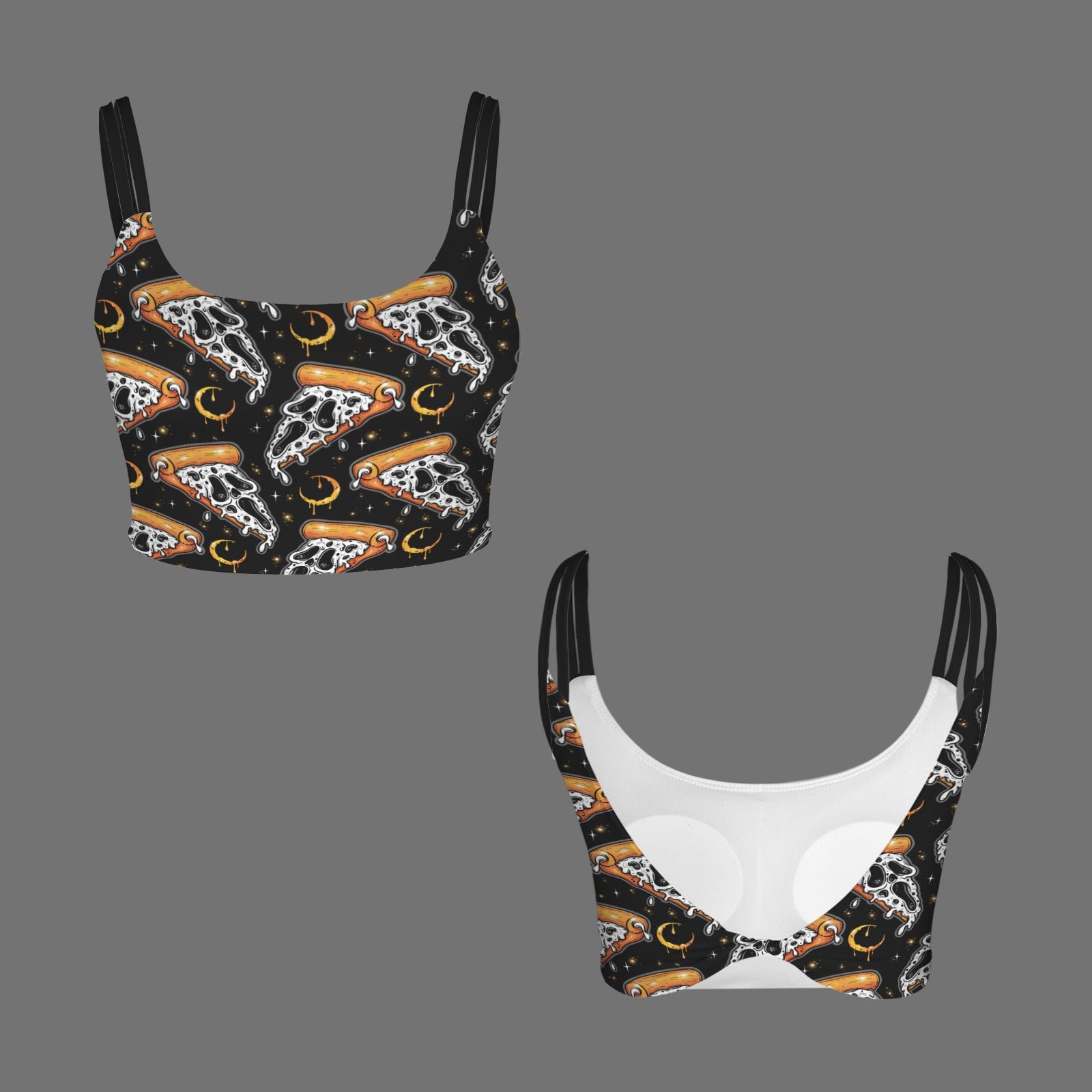 spooky pzza twist back sport bra