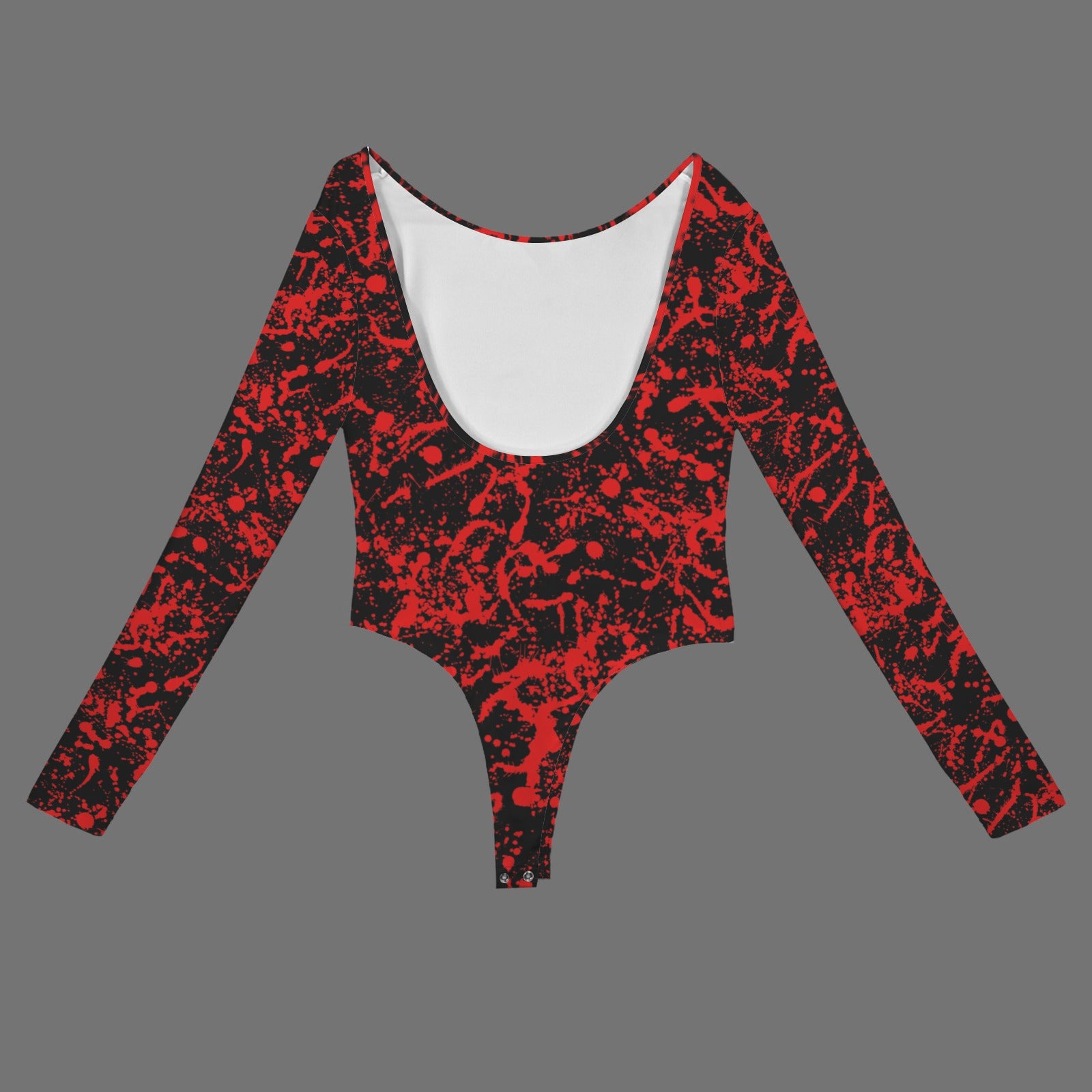 Blood splatter  long sleeve backless bodysuit