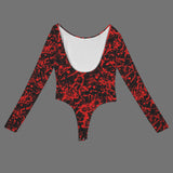 Blood splatter  long sleeve backless bodysuit