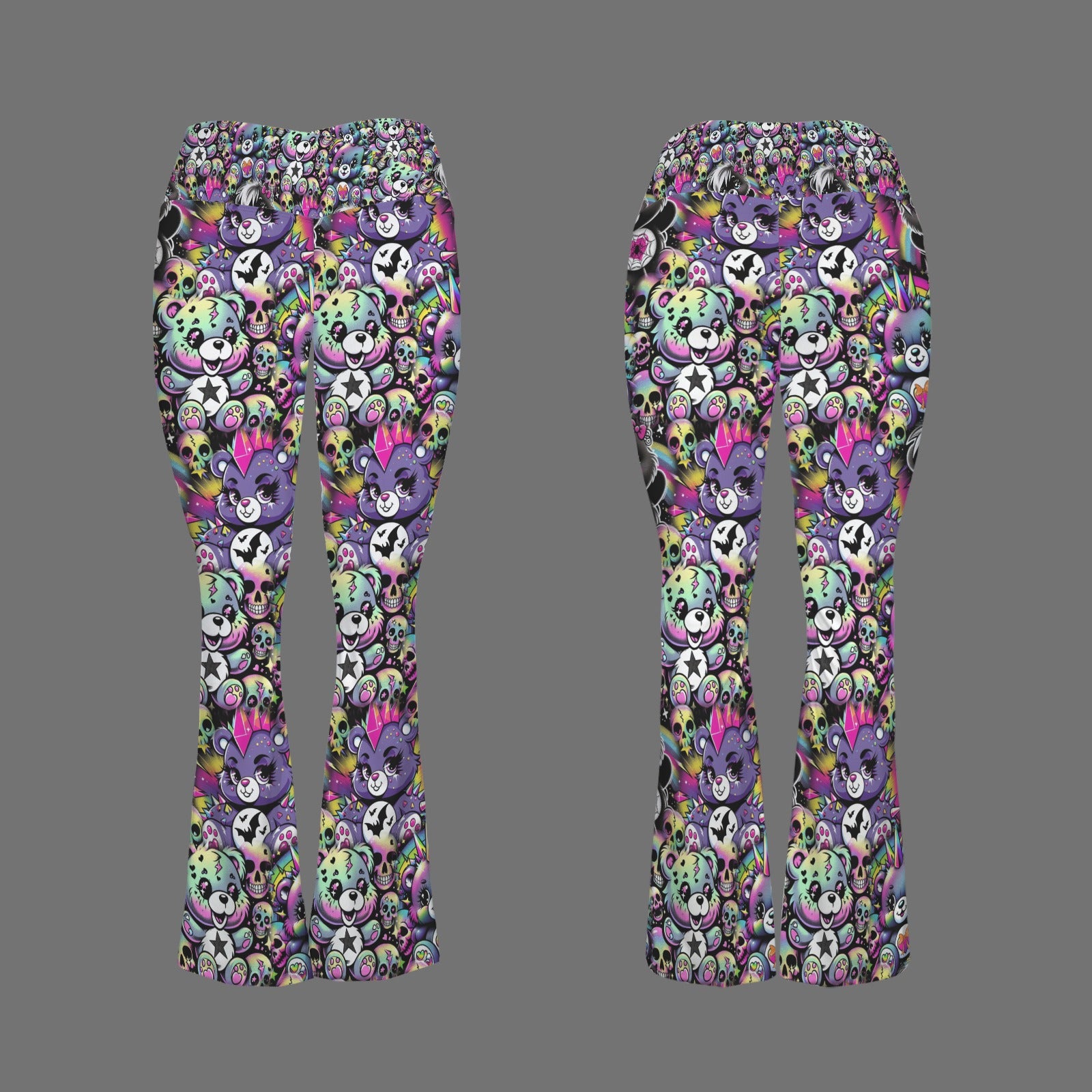 goth bear crossover flare leggings
