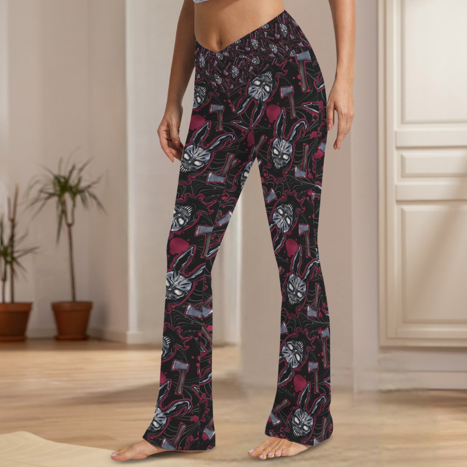 Donnie Darko Red Tummy control flare leggings