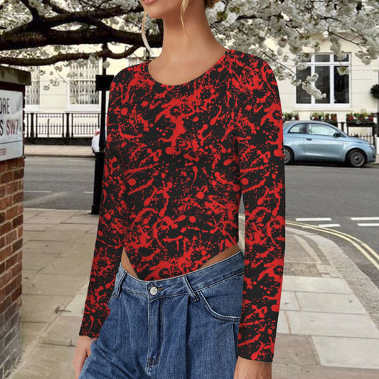 Blood splatter  long sleeve backless bodysuit