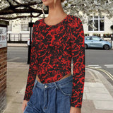 Blood splatter  long sleeve backless bodysuit