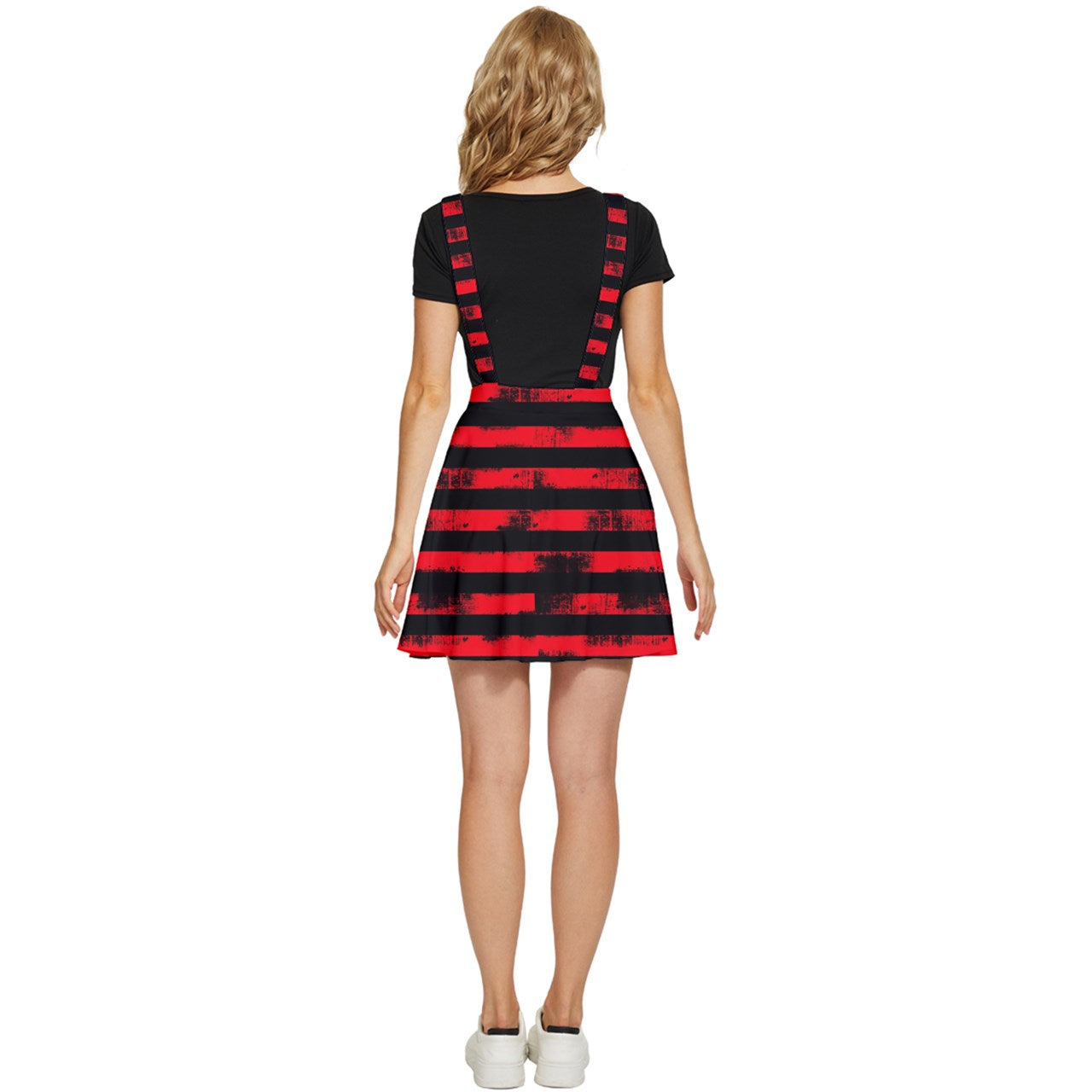 Red Grunge Stripe Apron Dress Gothdollbymika