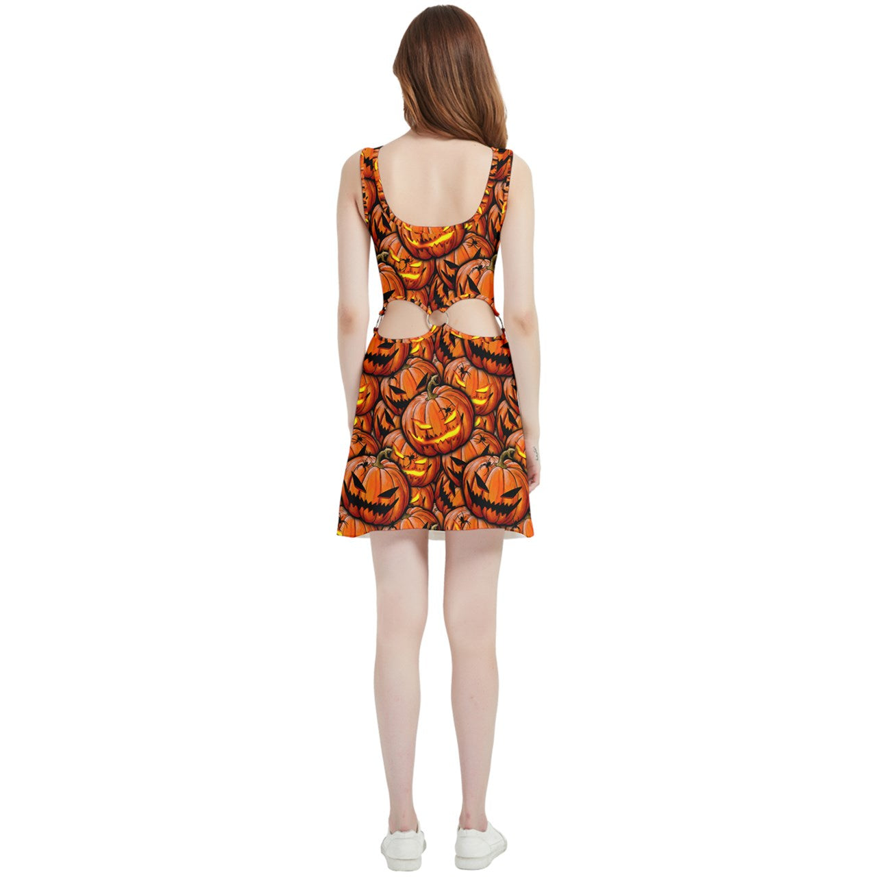 Pumpkin & Spider Velvet Cutout Dress Gothdollbymika