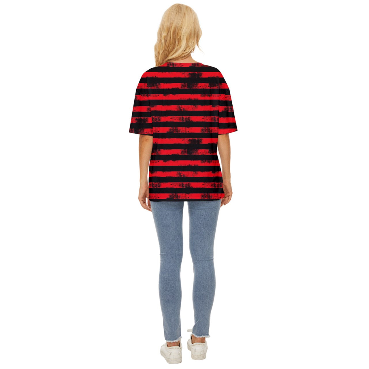 Red Grunge Stripe Oversized Basic Tee Gothdollbymika