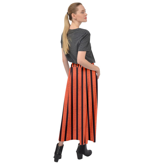 Orange Stripe Velour Split Maxi Skirt Gothdollbymika