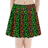 Orange & Green split bat Pleated Mini Skirt Gothdollbymika