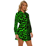 Neon Green Split Bat & Spiderweb  Long Sleeve Shirt Dress Gothdollbymika