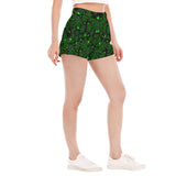 Neon green Spiderweb Side Button Closure shorts