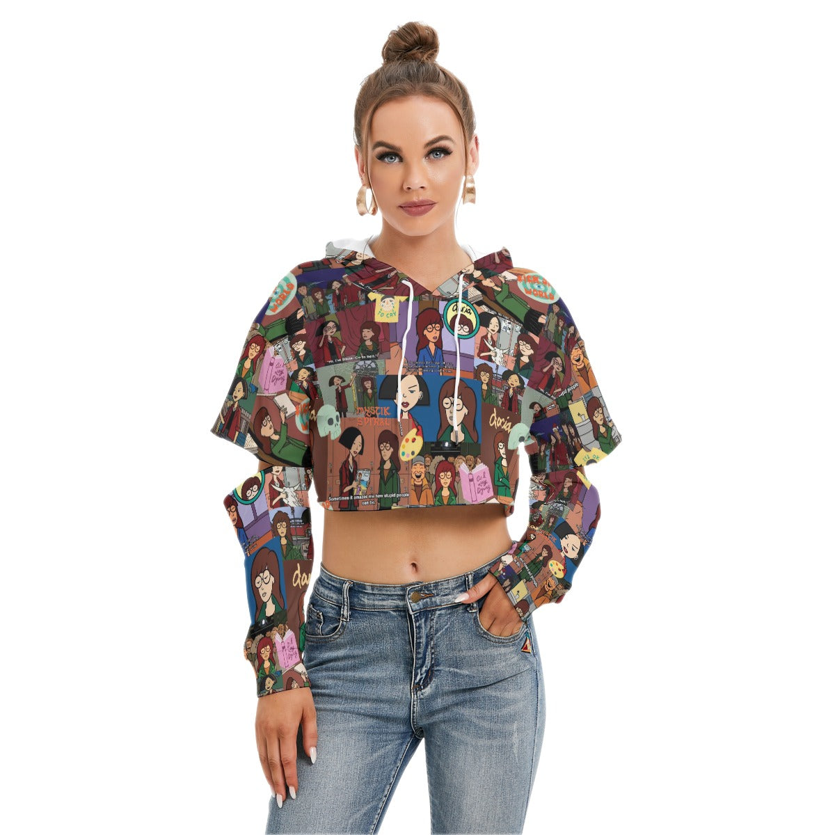 Daria Crop Hoodie With Hollow Out Sleeve