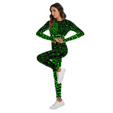 Neon Green bats & SPiderwb Sport Set With Backless Top And Leggings spookydoll