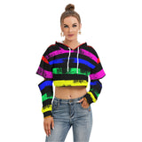 Rainbow crop Hoodie With Hollow Out Sleeve