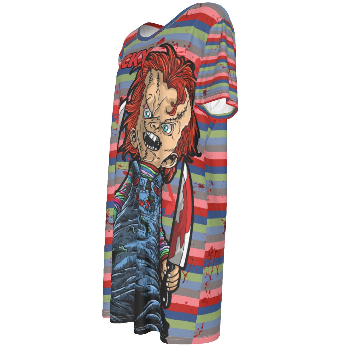Chucky+Stripe T-Shirt Dress spookydoll