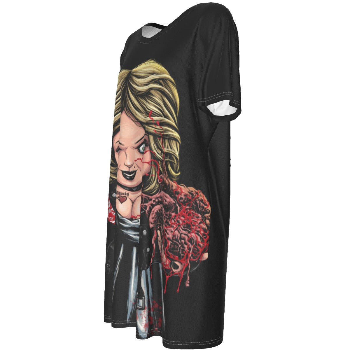 All-Over Print Women's Short Sleeve Waist Dress spookydoll