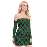 Shining Green Off-shoulder Back Lace-up Dress