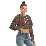 Barbed Wire Rose Crop Hoodie With Hollow Out Sleeve