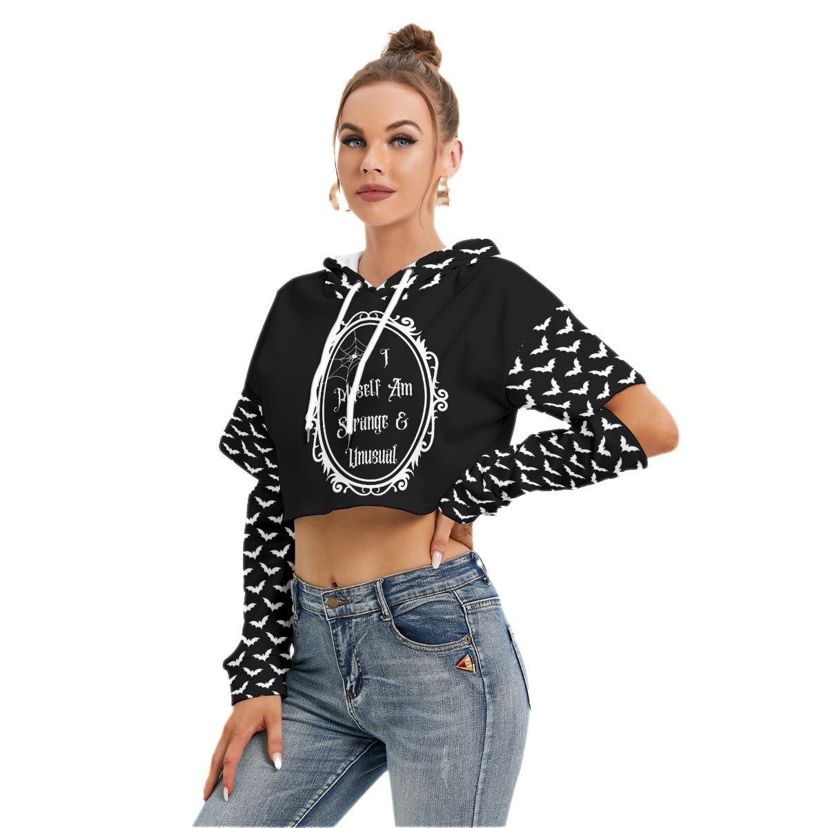 Strange and Unusual Crop Hoodie With Hollow Out Sleeve