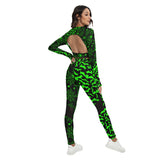 Neon Green bats & SPiderwb Sport Set With Backless Top And Leggings spookydoll