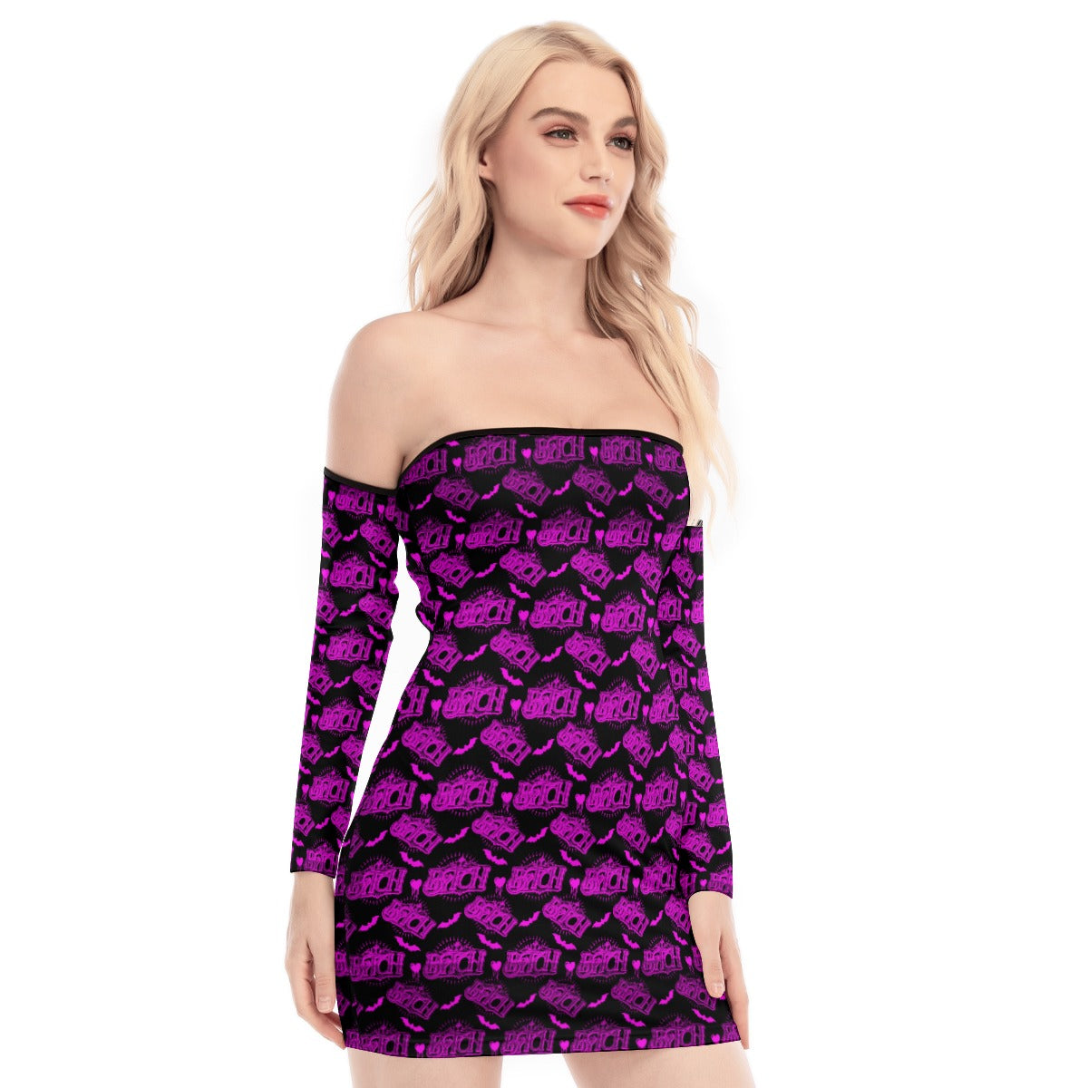 Bit*h Purple Lace-up Dress