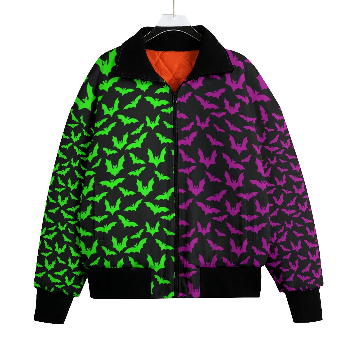 Green & Purple Knitted Fleece Bomber Jacket spookydoll
