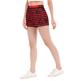 Red Grunge stripe Side Button Closure shorts