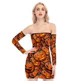 Pumpkin & Spider Back Lace-up Dress spookydoll