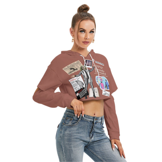 Beetle book Crop Hoodie With Hollow Out Sleeve