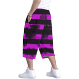 Purple Stripe Grunge Long shorts Men's All Over Print Baggy Shorts (Model L37) freeshipping - Gothdollbymika