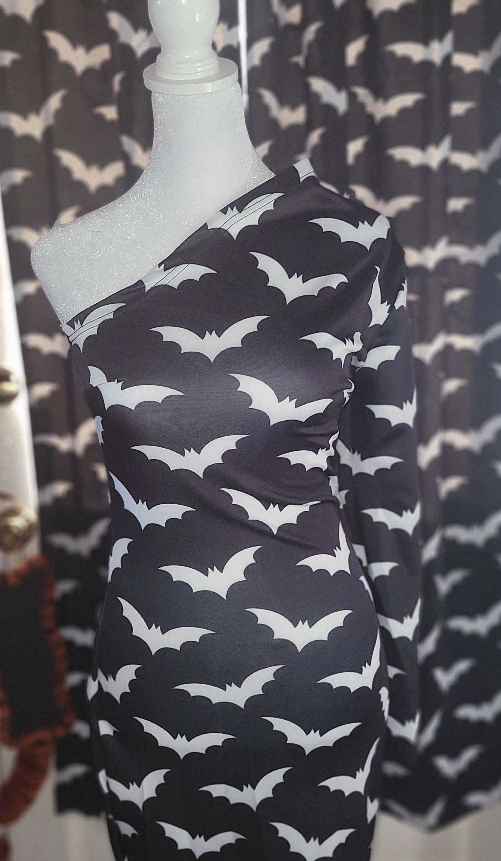 Bat Half Sleeve Slit Dress spookydoll