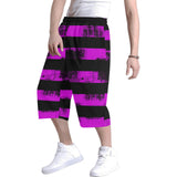 Purple Stripe Grunge Long shorts Men's All Over Print Baggy Shorts (Model L37) freeshipping - Gothdollbymika