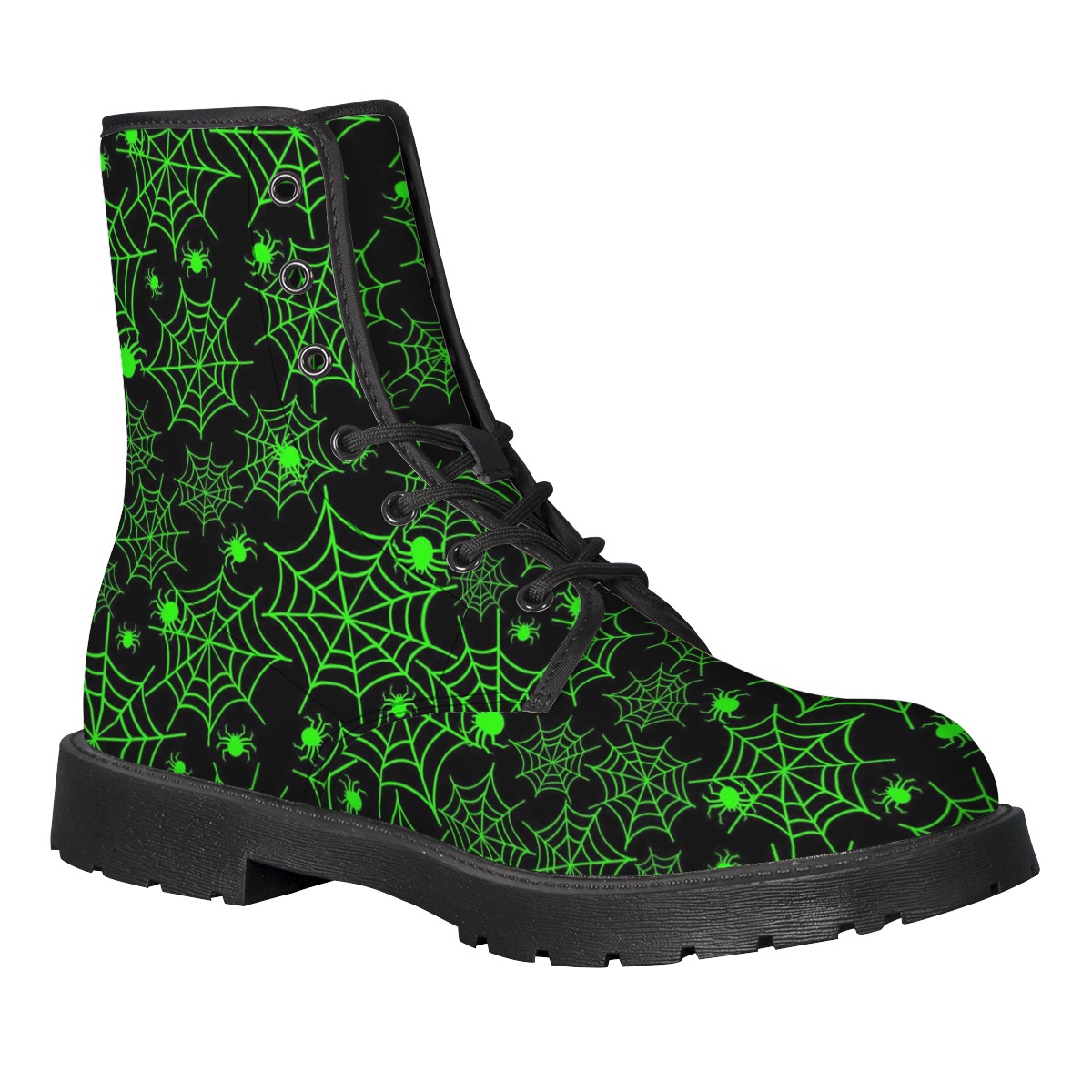 neon Spiderweb Boots Leather Boots Gothdollbymika