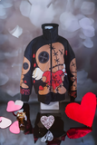 Voodoo Valentine Knitted Fleece Bomber Jacket spookydoll