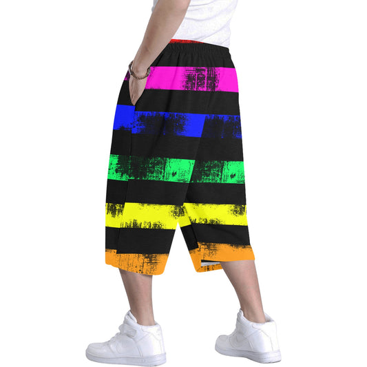 Rainbow Grunge Stripe long shorts Men's All Over Print Baggy Shorts (Model L37) freeshipping - Gothdollbymika