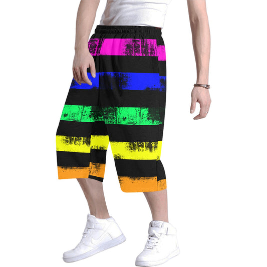 Rainbow Grunge Stripe long shorts Men's All Over Print Baggy Shorts (Model L37) freeshipping - Gothdollbymika